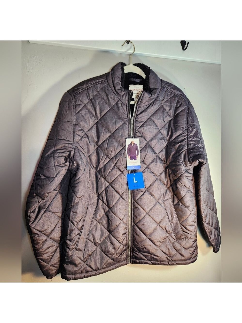 Original Weatherproof Vintage Faux Fur Lined NWT Quilted Jacket with Zipper Sz L